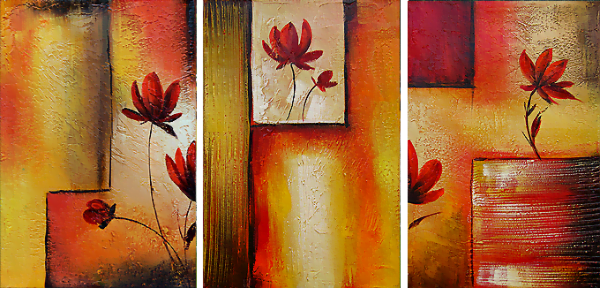 Painting: Roses and Squares - Modern, Ambient, Abstract, Decorative Canvas and Wall Art