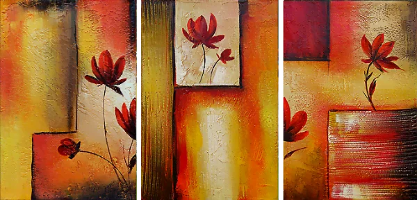 Rosen und Quadrate – moderne, stimmungsvolle, abstrakte, dekorative Gemälde auf Leinwand, Wandgemälde