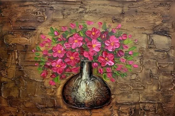 Painting: Roses in Vase IV - Modern, Ambient, Abstract, Decorative Canvas and Wall Art