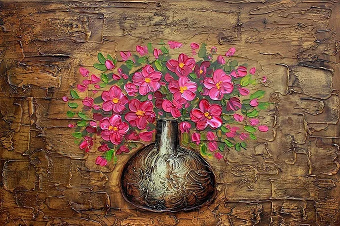 Painting: Roses in Vase IV - Modern, Ambient, Abstract, Decorative Canvas and Wall Art