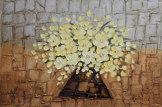 Rosen in einer Vase – moderne, stimmungsvolle, abstrakte, dekorative Gemälde auf Leinwand, Wandgemälde
