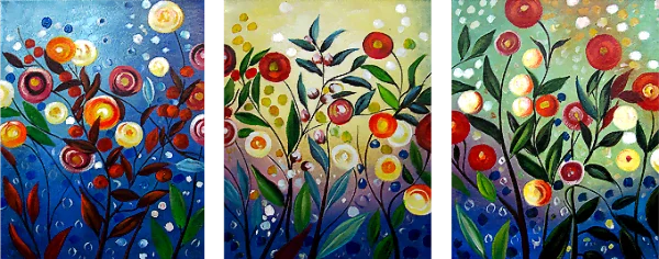 Traumgarten moderne, stimmungsvolle, abstrakte, dekorative Gemälde auf Leinwand, Wandgemälde