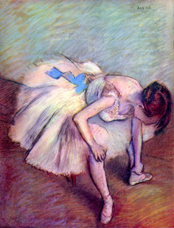 Edgar Degas - Seated Dancer Adjusting Her Shoes - reproduction of famous painting by famous artist, hand painted painting on canvas