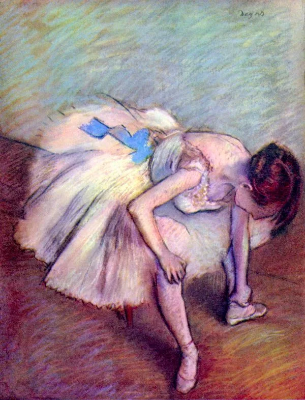 Edgar Degas - Seated Dancer Adjusting Her Shoes - Reprodukcije znanih slikarjev, moderne stenske slike, umetniške slike za na steno