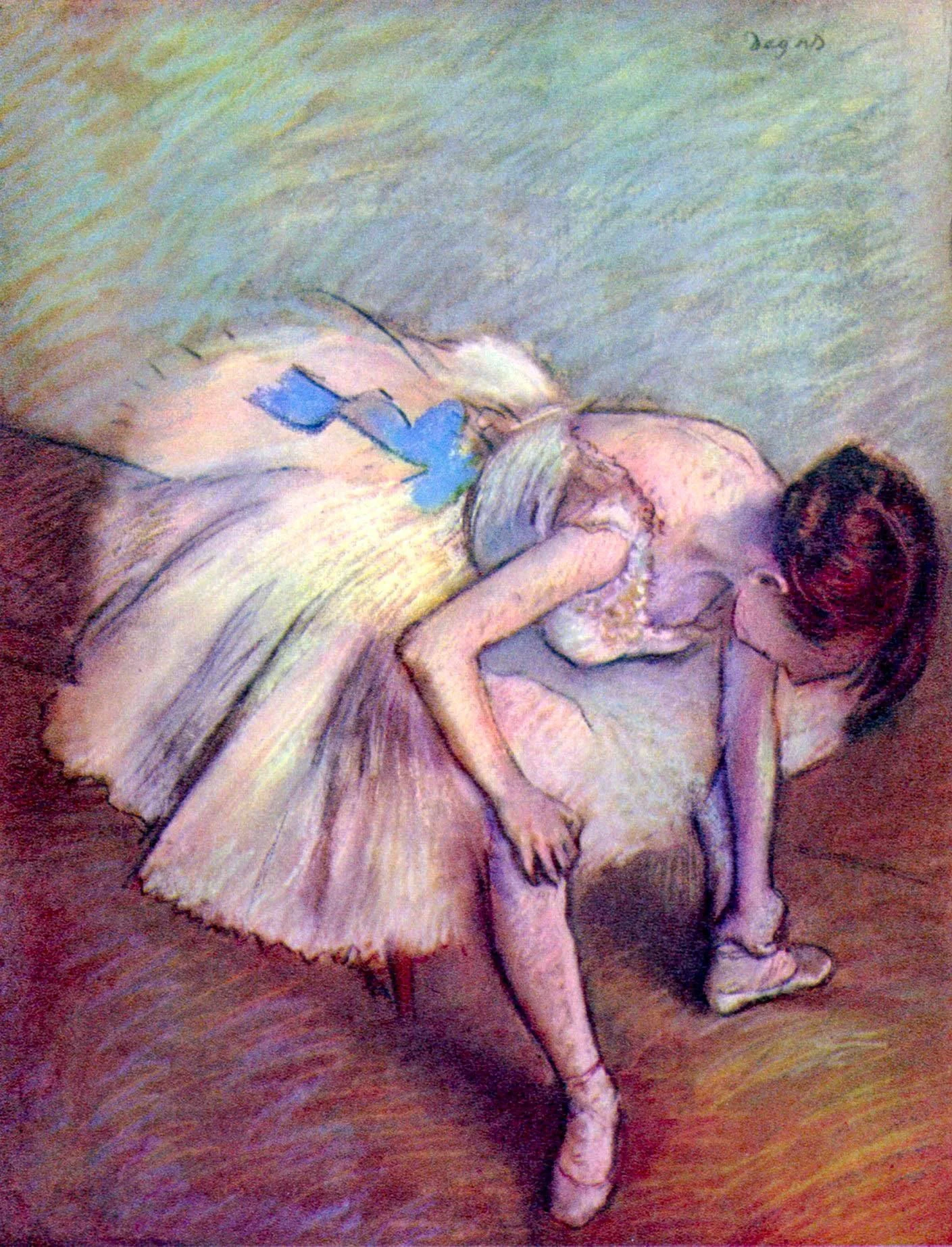 Edgar Degas - Seated Dancer Adjusting Her Shoes - Reprodukcije znanih slikarjev, moderne stenske slike, umetniške slike za na steno