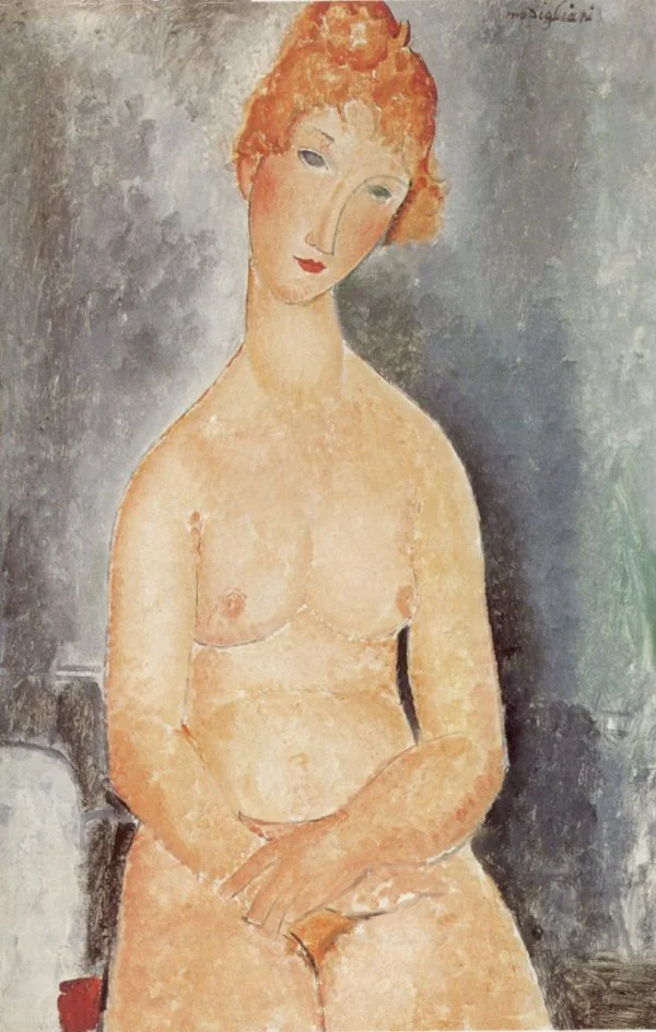 Amedeo Modigliani - Seated Nude - reproduction of famous painting by famous artist, hand painted painting on canvas