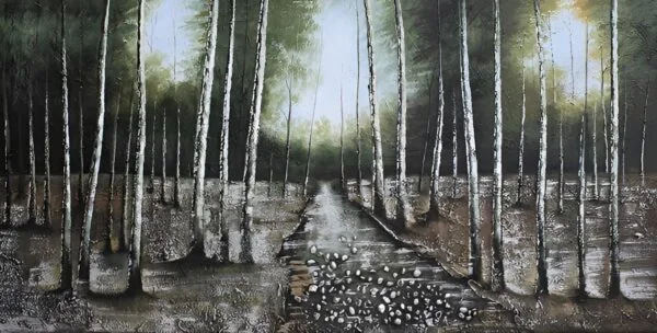 Slika-pot-skozi-gozd-I moderne, dekorativne, ambientalne ročno naslikane stenske slike