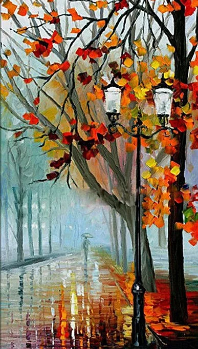 Sprehod-jeseni-2-umetniska-slika Moderne slike na platnu