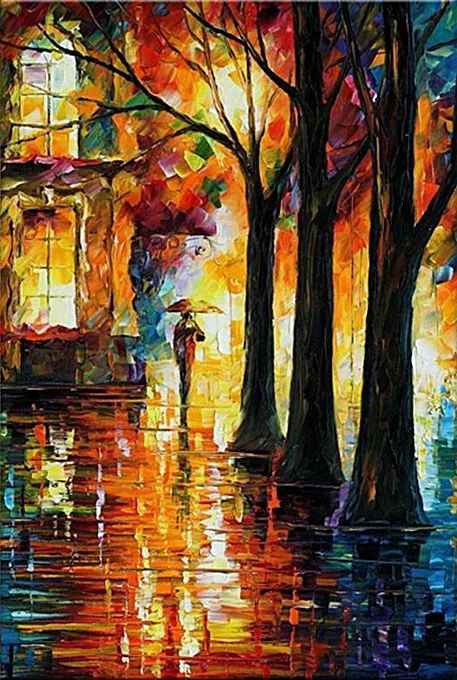 Rainy Walk 4 - Modern Canvas Art