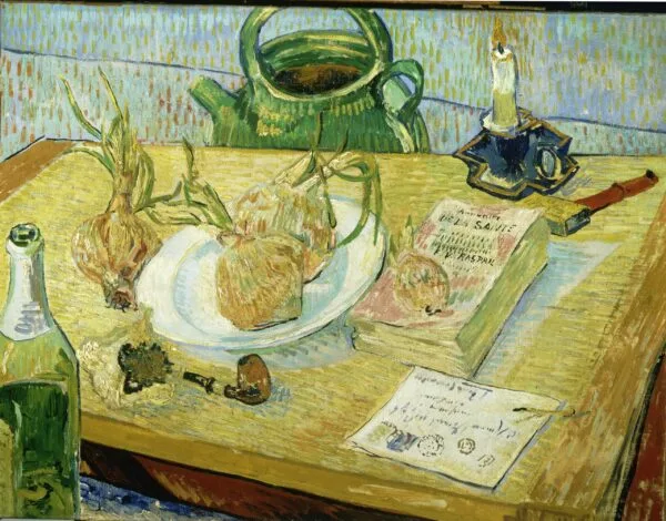 Vincent Van Gogh - Still Life with Drawing Board, Pipe, Onions and Sealing-Wax - Ročno naslikane reprodukcije znanih slikarjev, moderne stenske slike, umetniške slike za na steno