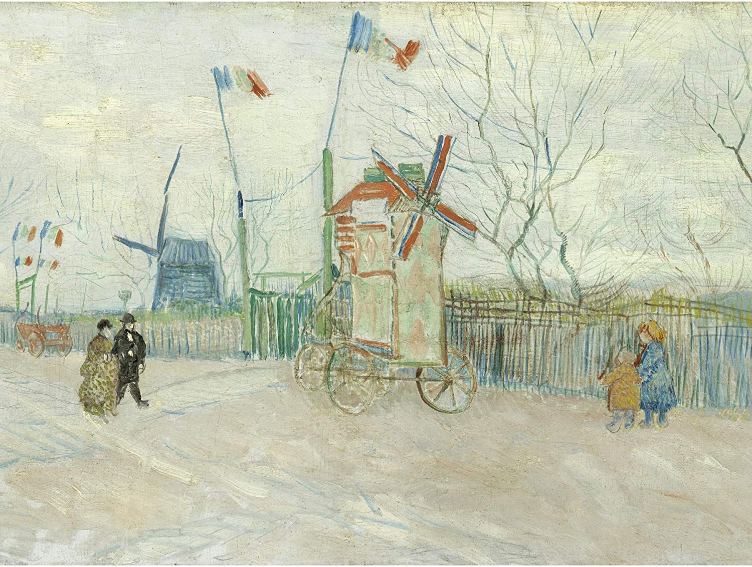 Vincent Van Gogh - Street Scene in Montmartre - Le Moulin de Poivre (Straßenszene in Montmartre - Die Pfeffermühle), Gemälde, Leinwandbilder