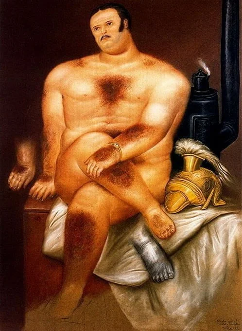 Fernando Botero - Study of a Male Model - Ročno naslikane reprodukcije znanih slikarjev, moderne stenske slike, umetniške slike za na steno
