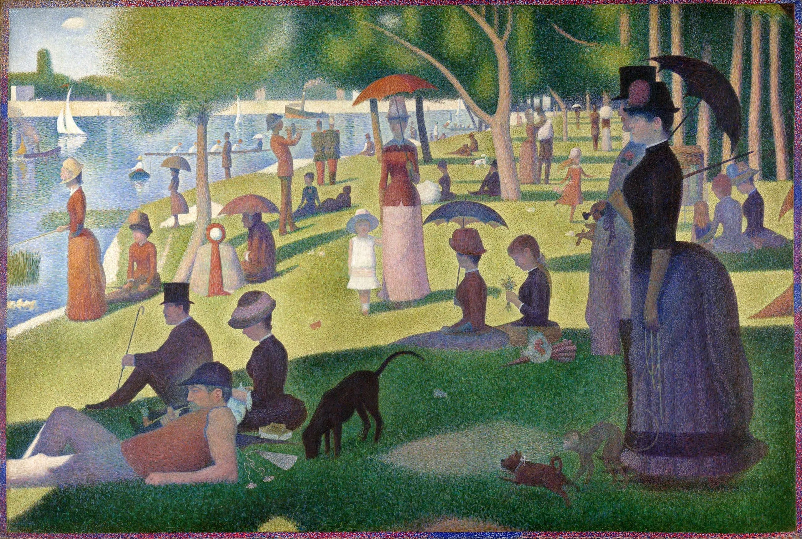 Georges Seurat – Ein Sonntagnachmittag – Figuren im Park am Fluss, Pointillismus, Ölgemälde auf Leinwand, Reproduktion