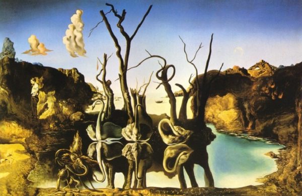 Salvador Dali - Swans Reflecting Elephants (reproduction, famous painting, famous artist, Salvador Dali)