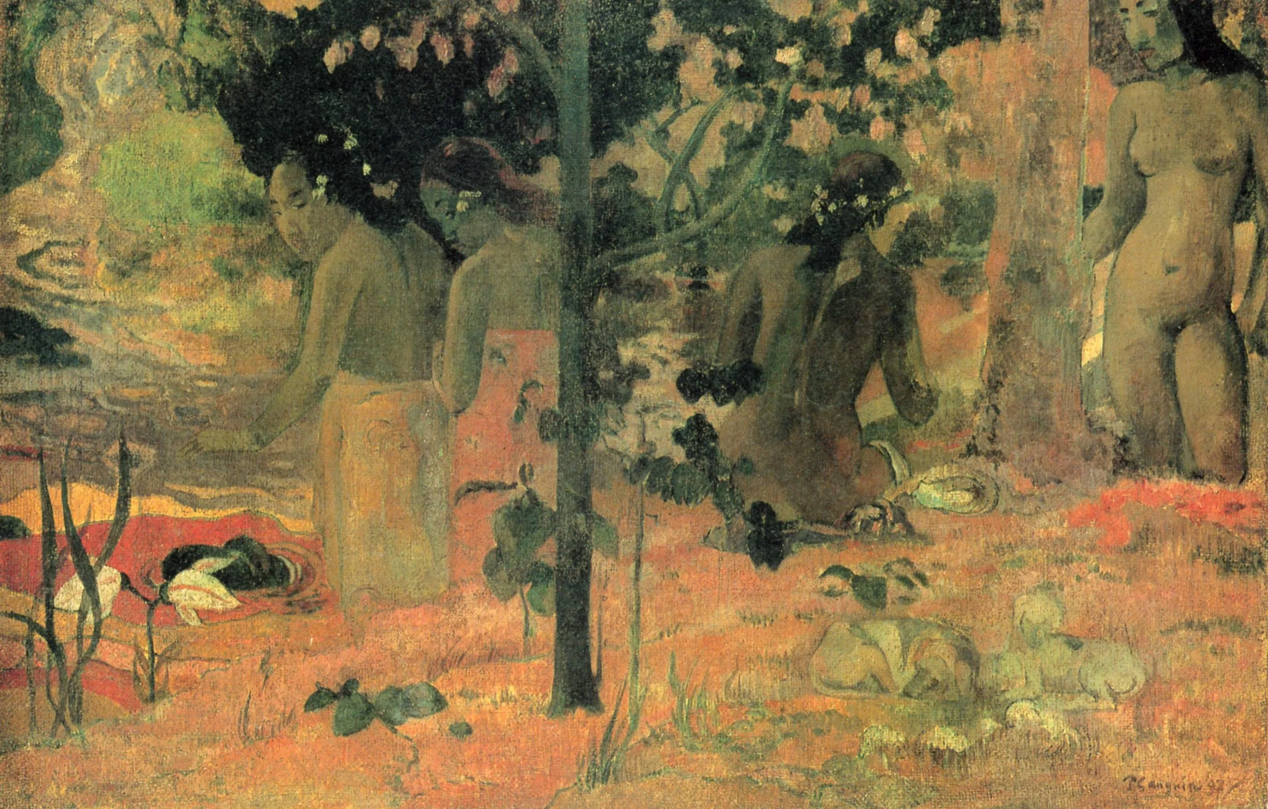 The-Bathers-Paul-Gauguin Ročno naslikane reprodukcije znanih slikarjev, moderne stenske slike, umetniške slike za na steno