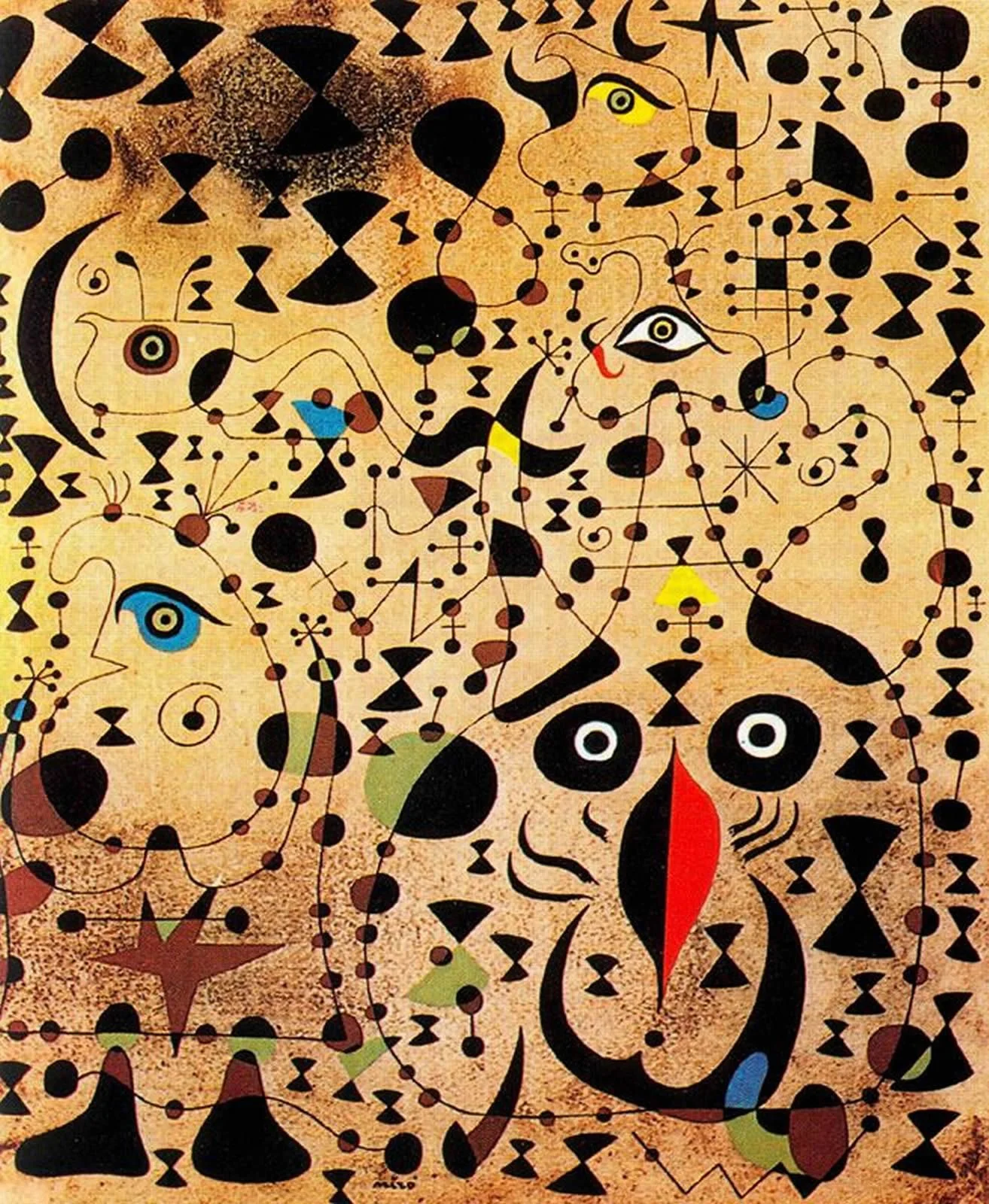 Joan Miro - The Beautiful Bird Revealing the Unknown to a Pair of Lovers (from the Constellation series) Ročno naslikane reprodukcije znanih slikarjev, moderne stenske slike, umetniške slike za na steno