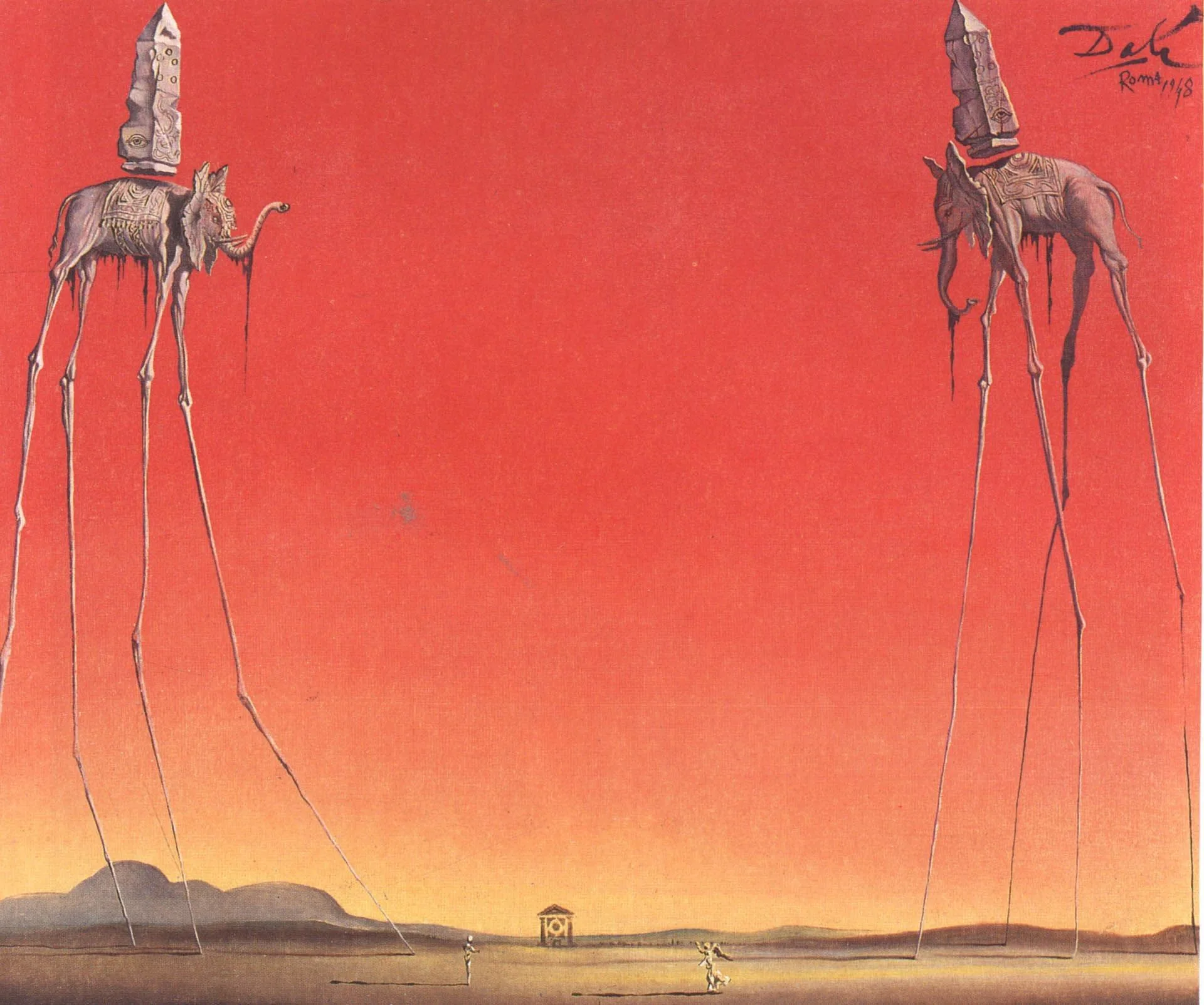 Salvador Dali - The Elephants - Ročno naslikane reprodukcije znanih slikarjev, moderne stenske slike, umetniške slike za na steno