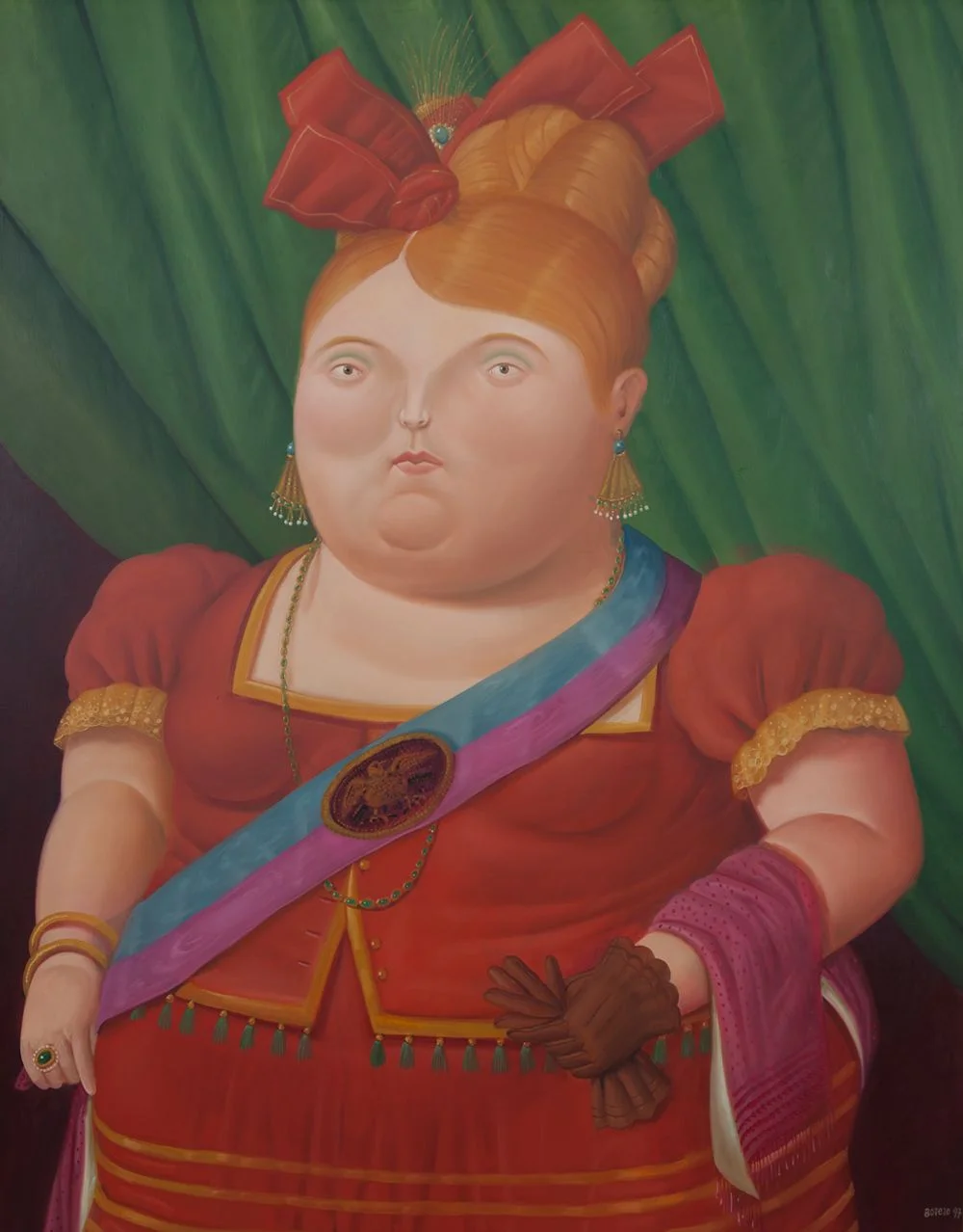 Fernando Botero - The First Lady - Ročno naslikane reprodukcije znanih slikarjev, moderne stenske slike, umetniške slike za na steno