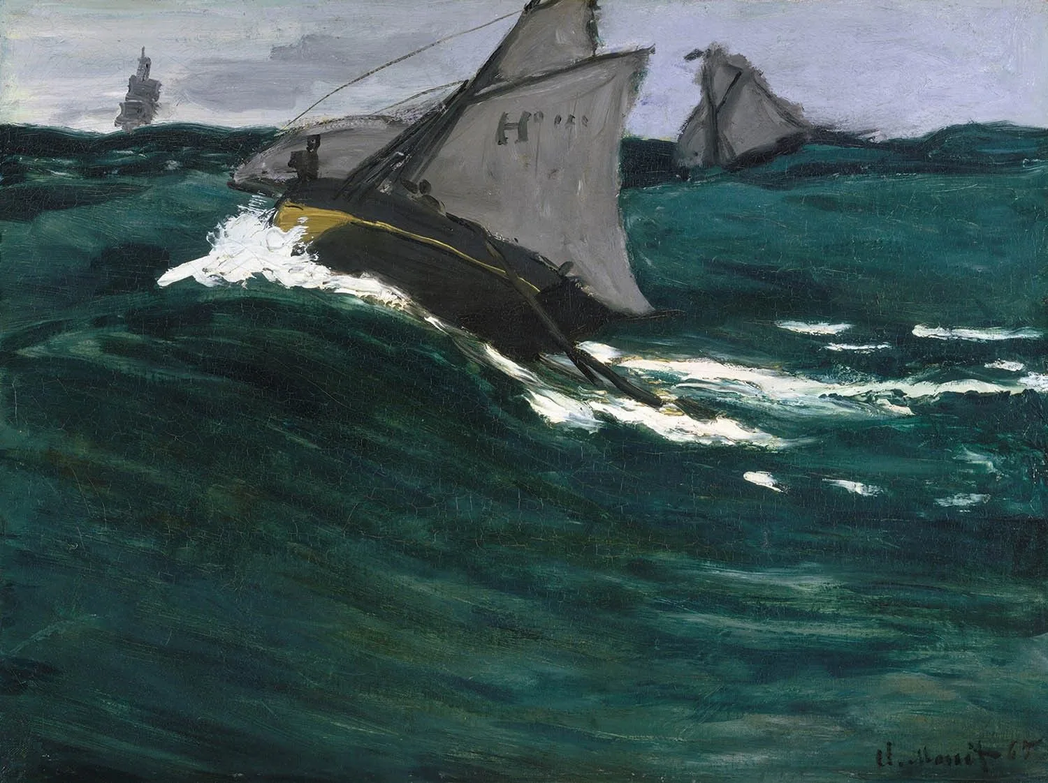Claude Monet - The Green Wave - reproduction of famous painting, painting on canvas