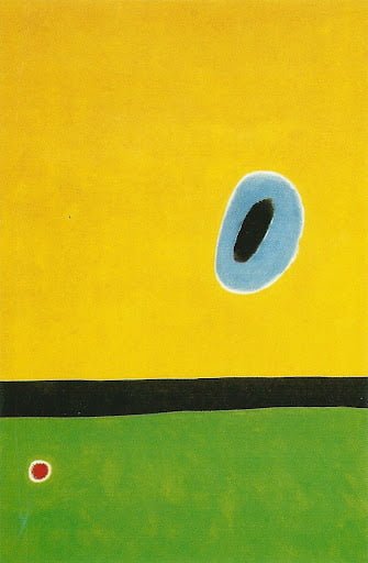 Joan Miro - The Lark´s Wing, Encircled With Gold Blue - Ročno naslikane reprodukcije znanih slikarjev, moderne stenske slike, umetniške slike za na steno