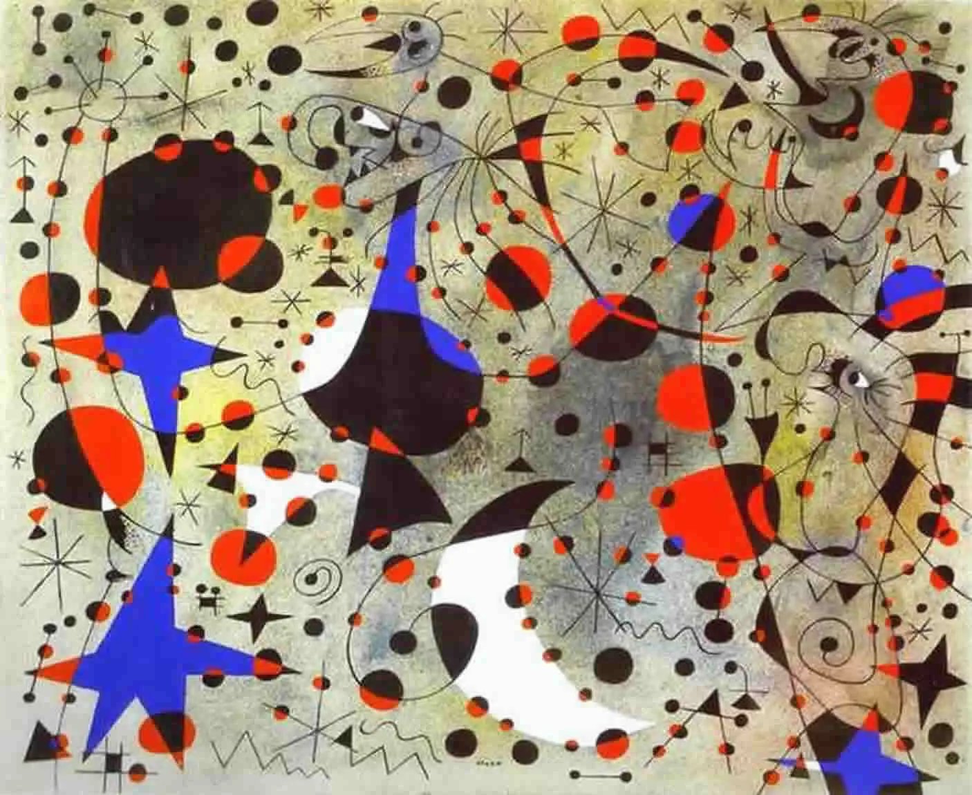 Joan Miró – Das Lied der Nachtigall um Mitternacht und der Morgenregen – handgemalte Reproduktion auf Leinwand