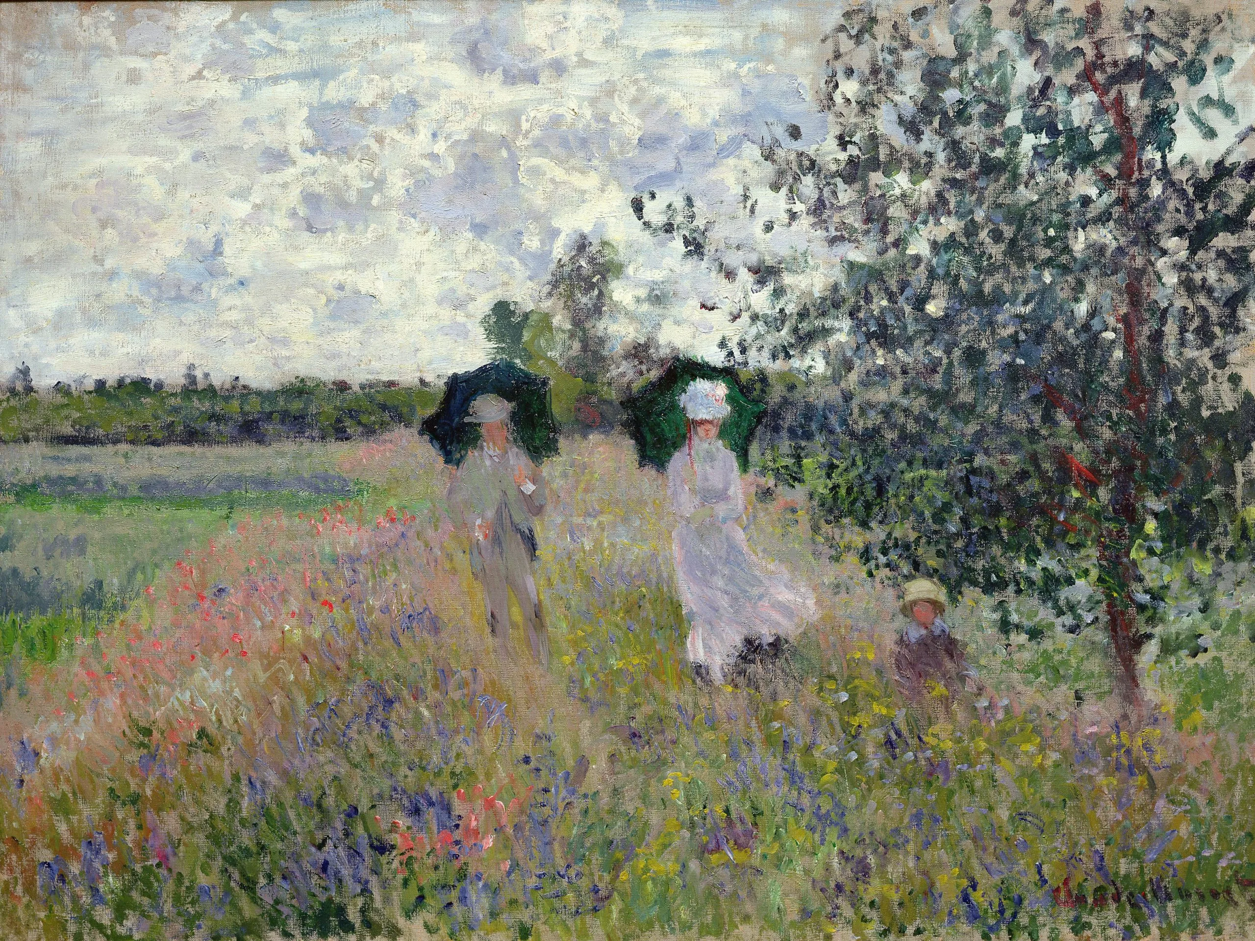 Claude Monet – Promenade bei Argenteuil – handgemalte Reproduktion auf Leinwand