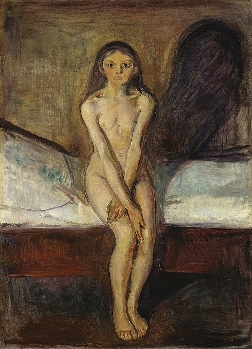 Edvard Munch - La pubertà (The Puberty). Riproduzioni dipinte a mano di famosi pittori, quadri moderni da parete, quadri artistici per la parete