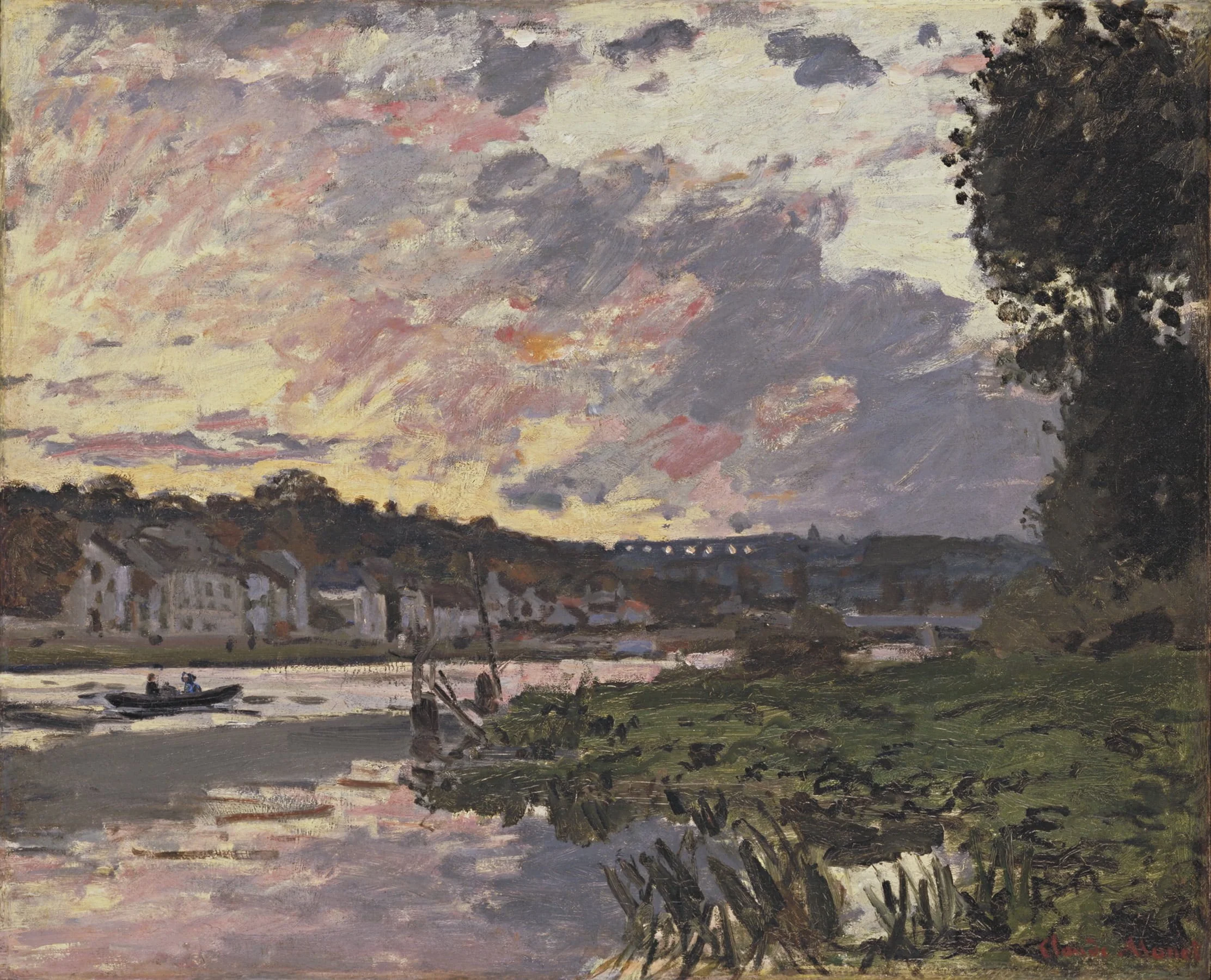 Claude Monet – Die Seine bei Bougival – handgemalte Reproduktion auf Leinwand
