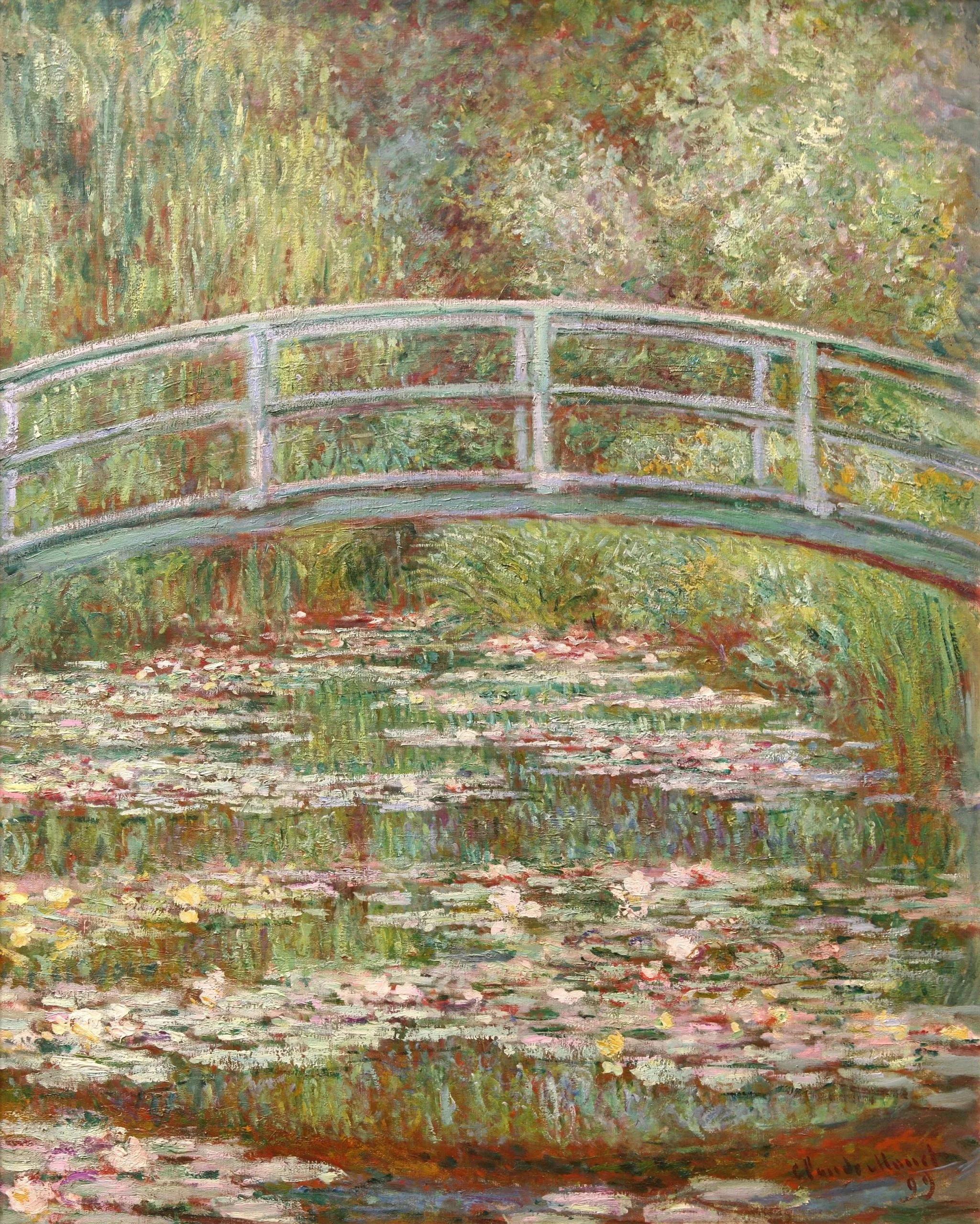 Claude Monet – Der Seerosenteich (Japanische Brücke) – handgemalte Reproduktion auf Leinwand