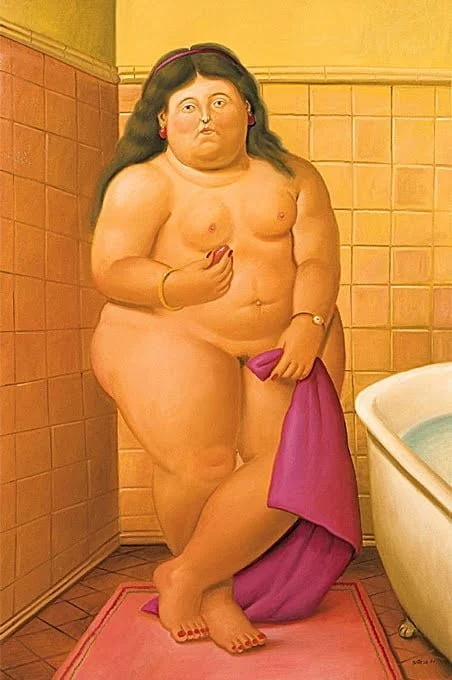 Fernando Botero - The Bathroom 2 - reproduction of famous painting by famous artist, hand painted painting on canvas