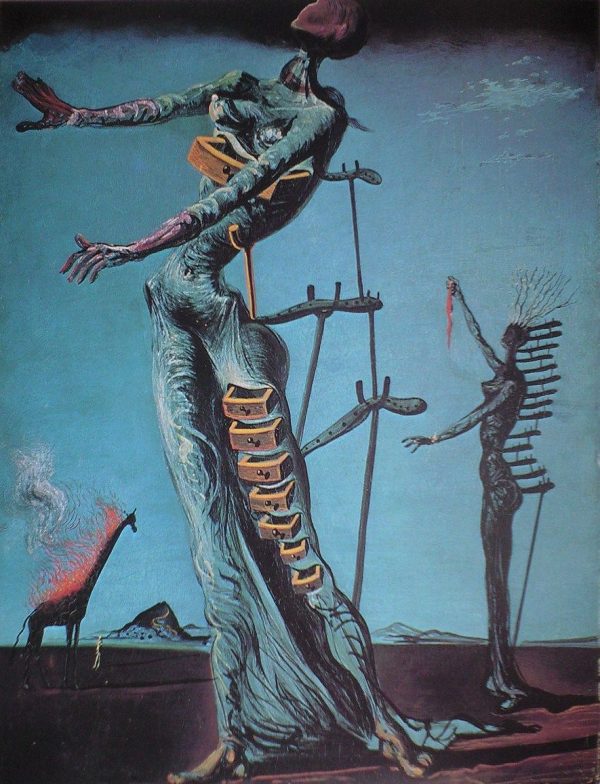 Salvador Dali - The Burning Giraffe - reproduction of famous painting by famous artist, hand painted painting on canvas
