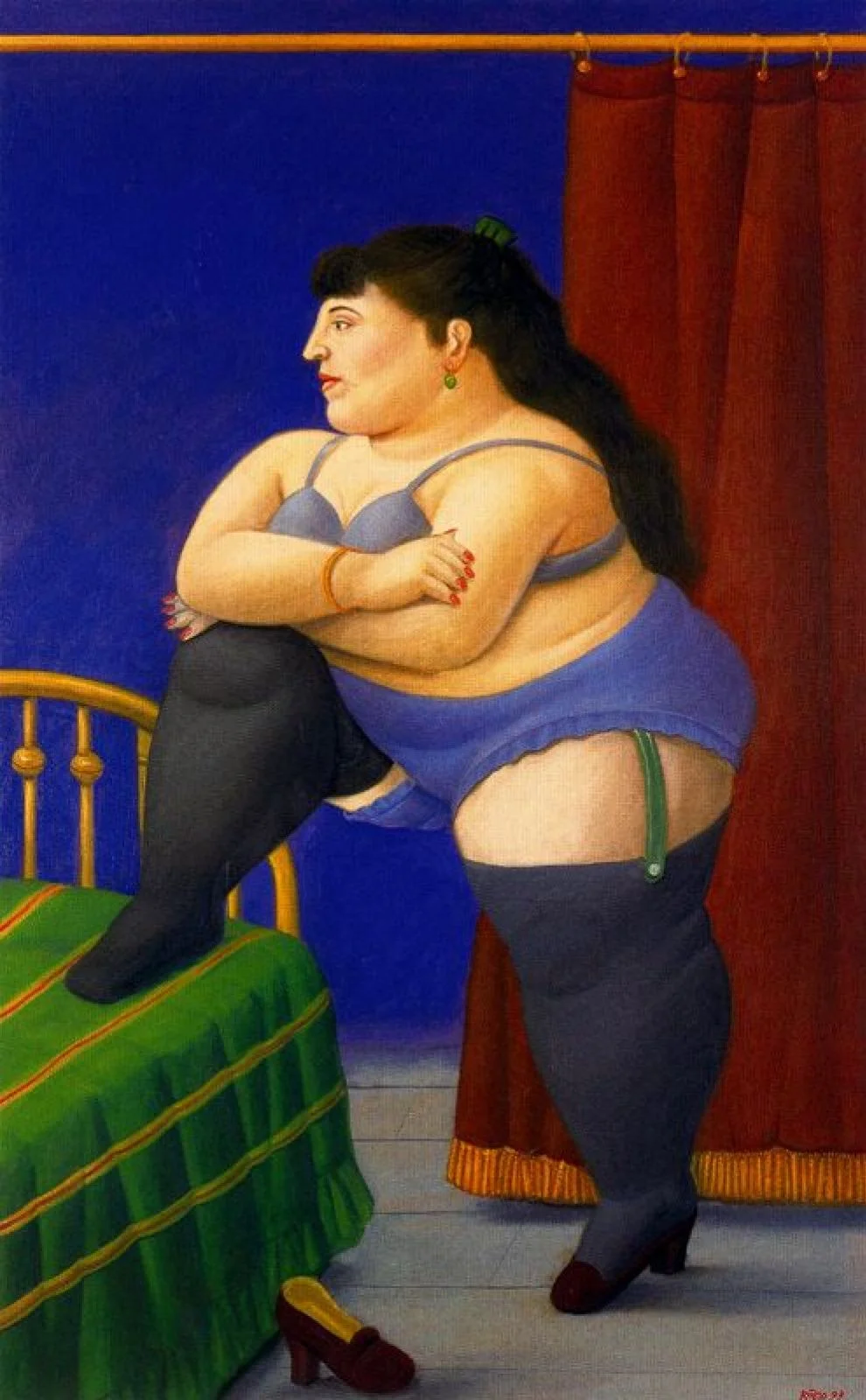 Fernando Botero - The chamber - Ročno naslikane reprodukcije znanih slikarjev, moderne stenske slike, umetniške slike za na steno