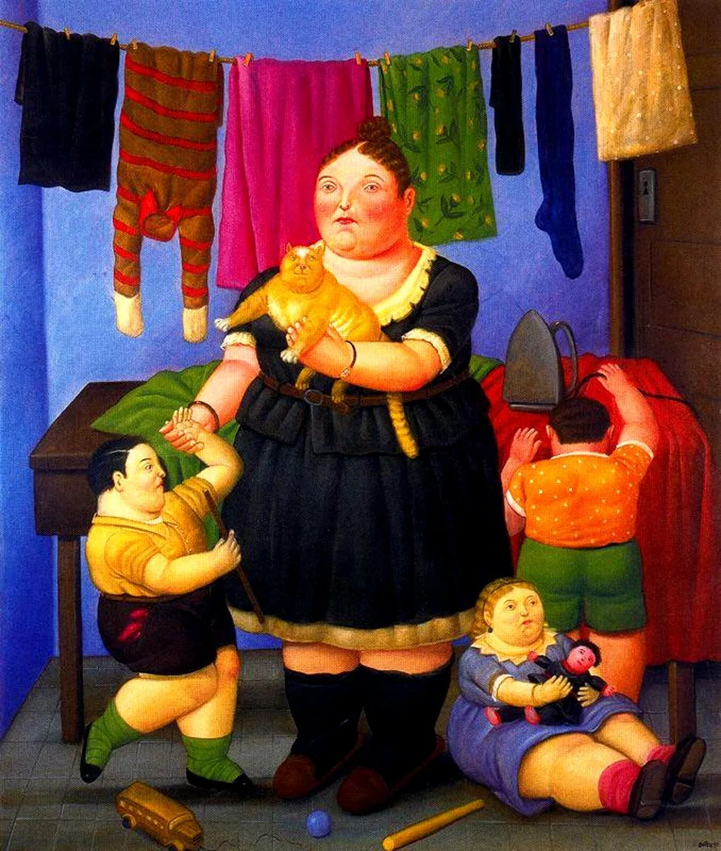 Fernando Botero - The Widow - reproduction of famous painting, painting on canvas