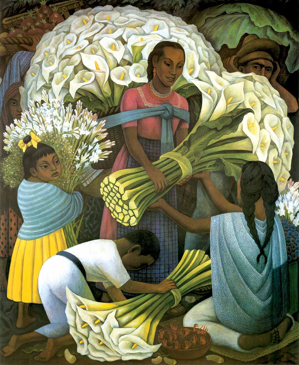 Diego Rivera - The Flower Vendor 1 - reproduction of famous painting, painting on canvas