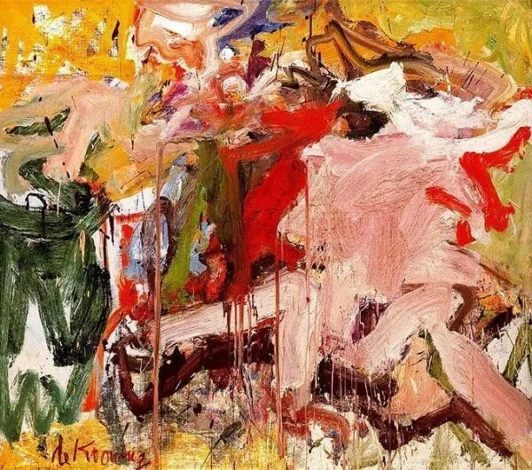 Willem de Kooning - Dvije figure u pejzažu Ručno naslikane reprodukcije poznatih slikarjev, moderne zidne slike, umetničke slike za na steno