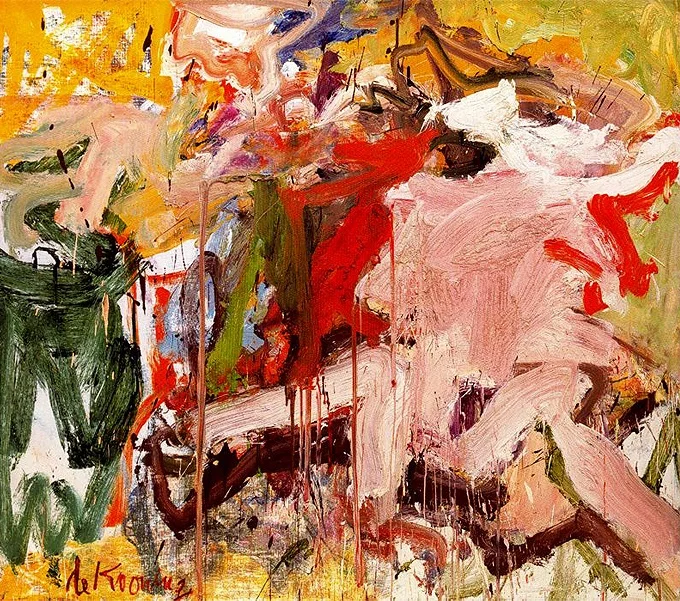 Willem de Kooning - Two figures in a landscape - Riproduzione dipinta a mano di famosi pittori, quadri moderni, quadri artistici per la parete