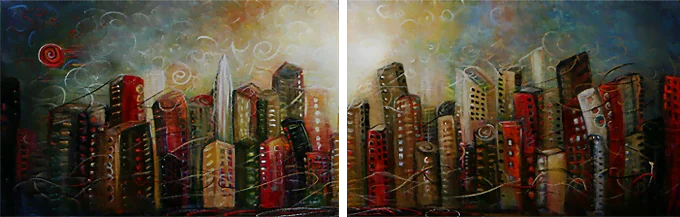 Kunstgemälde Long City Handgemalte Reproduktionen berühmter Maler, moderne Wandgemälde, Wandkunstgemälde