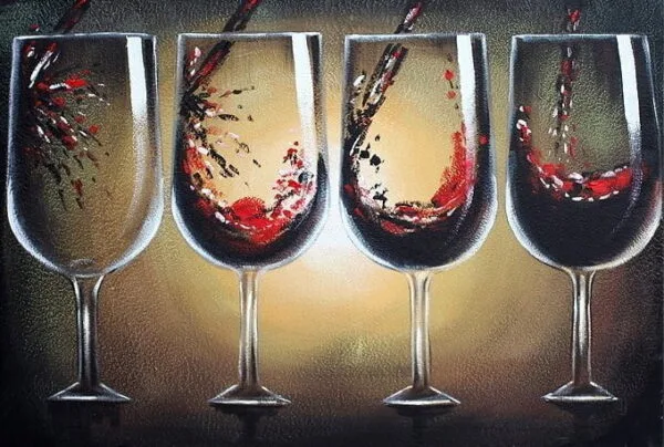 Quadro artistico Bicchieri con vino Riproduzione dipinta a mano di famosi pittori, quadri moderni, quadri artistici per parete