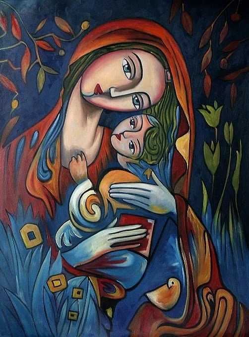 Umetniska-slika-Marija-z-jezusom-2 Reprodukcije znanih slikarjev, moderne stenske slike, umetniške slike za na steno