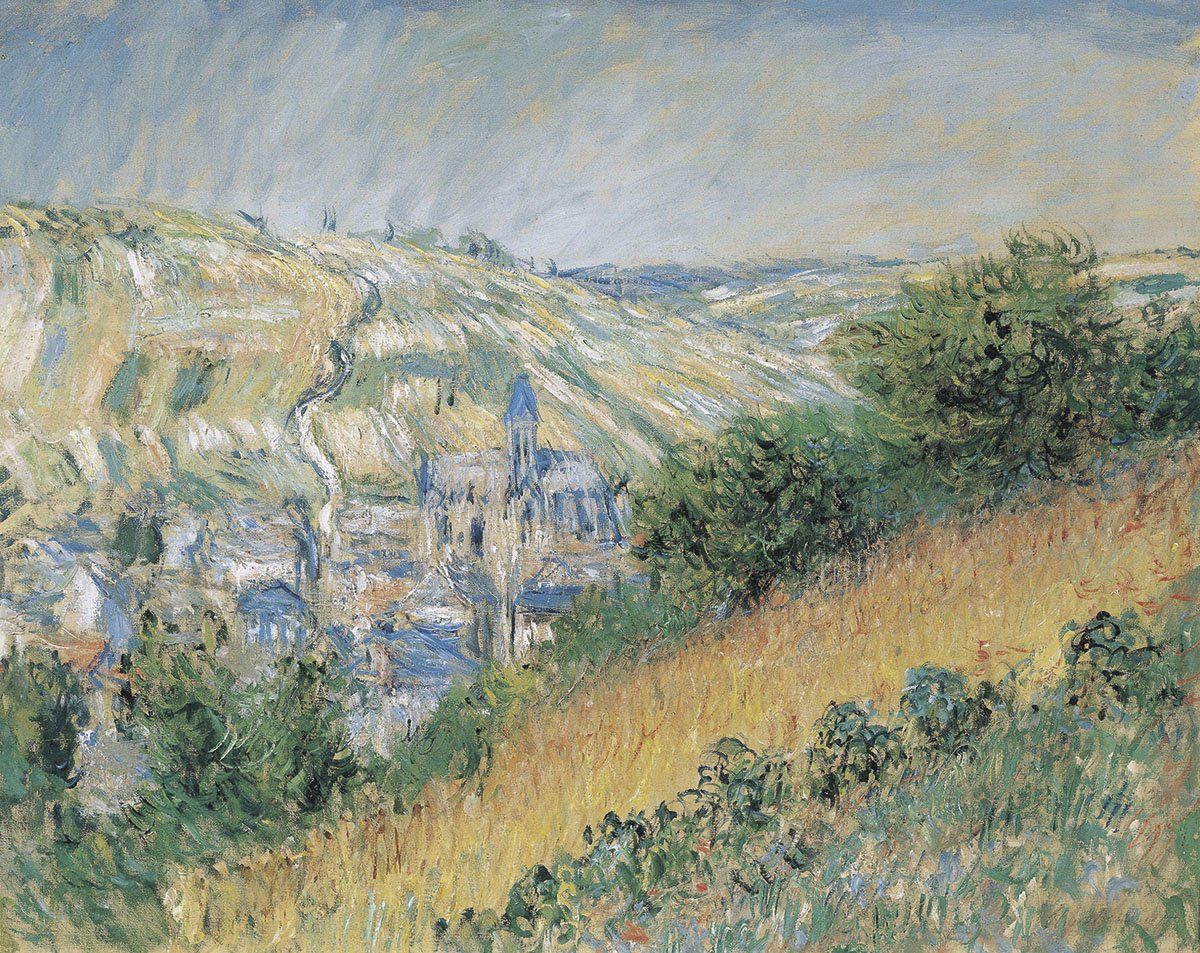 View-of-Vetheuil-Claude-Monet Kézzel festett híres festők reprodukciói, modern fali képek, művészeti festmények falra