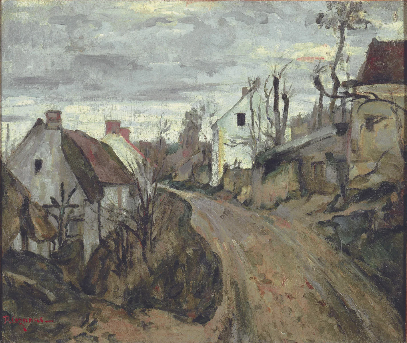 Paul Cézanne – Dorfstraße, Auvers – handgemalte Reproduktion auf Leinwand