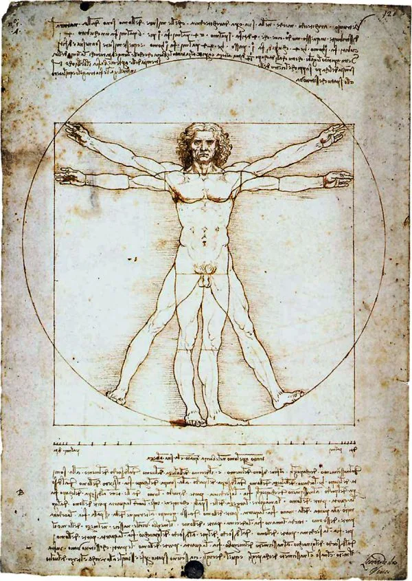 Leonardo da Vinci Vitruvian-Man Vitruviuszi Ember reprodukció, művészeti festmények fali kép formájában