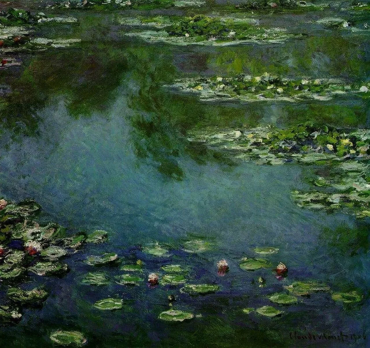 Water Lilies I - Claude Monet - reproduction of famous painting by famous artist, hand painted painting on canvas