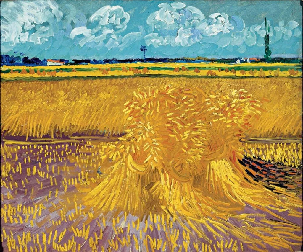 Van Gogh Wheat-Field-with-Sheaves-van-Gogh_Reprodukcije znanih slikarjev, moderne stenske slike, umetniške slike za na steno