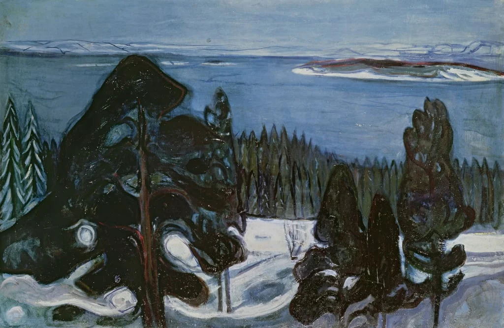 Edvard Munch - Notte d'inverno - Quadri riproduzioni, dipinti murali dipinti a mano, olio su tela, quadri ad olio, quadri d'arte, quadri moderni per parete, quadri ambientali, quadri astratti, quadri decorativi