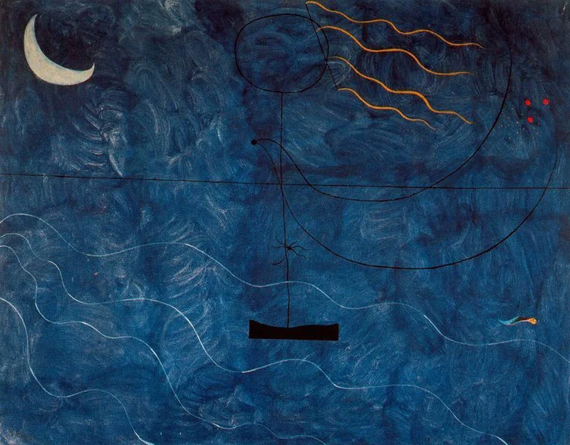 Joan Miro - Žena koja se kupa - Reprodukcije slikara, ručno slikane zidne slike, ulje na platnu, uljane slike, umjetničke slike, moderne slike za na zid, ambijentalne slike, apstraktne slike, dekorativne slike