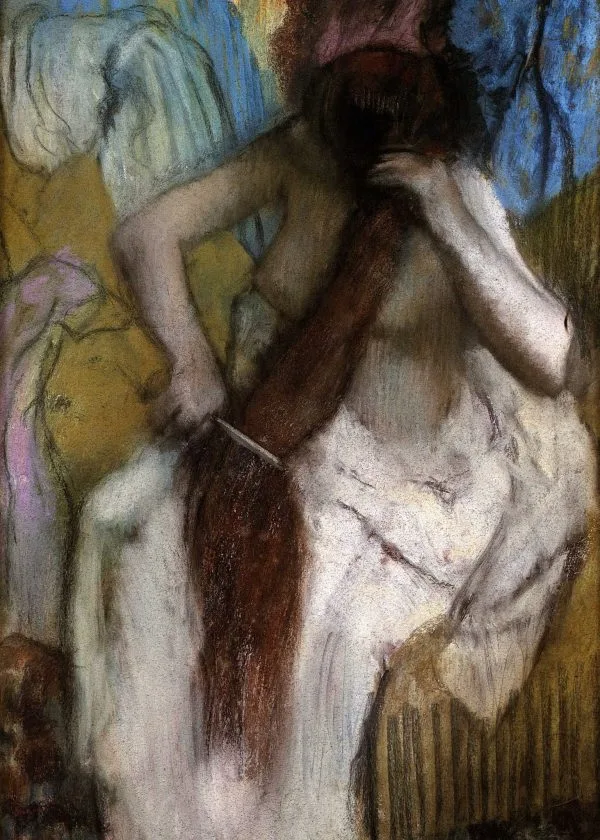 Edgar Degas - Woman Combing Her Hair - Reprodukcije slikarjev, ročno naslikane stenske slike, olje na platnu, oljne slike, umetniške slike, moderne slike za na steno, ambientalne slike, abstraktne slike, dekorativne slike