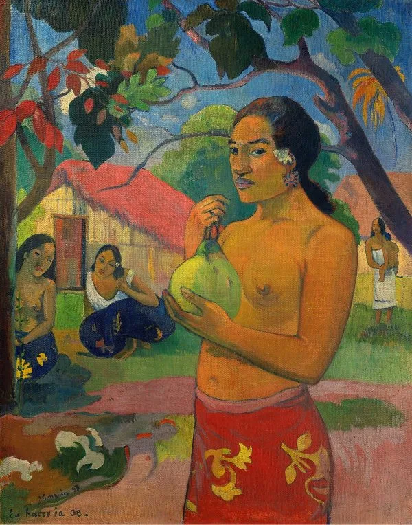Paul Gauguin - Woman Holding a Fruit; Where Are You Going ? - Reprodukcije slikarjev, ročno naslikane stenske slike, olje na platnu, oljne slike, umetniške slike, moderne slike za na steno, ambientalne slike, abstraktne slike, dekorativne slike