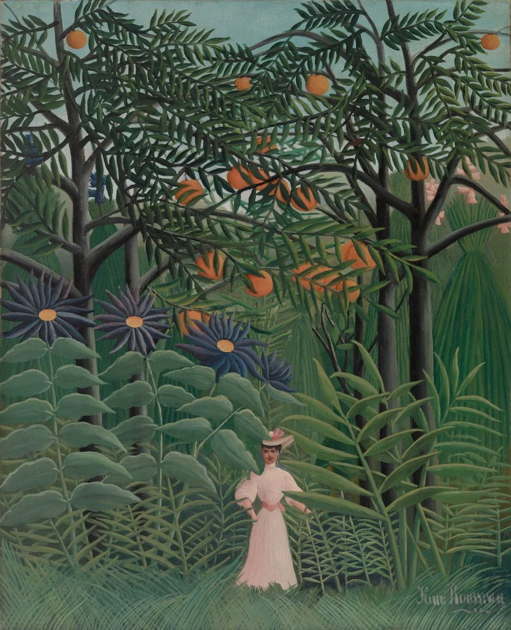 Henri Rousseau – Frau spaziert in einem exotischen Wald – handgemalte Reproduktion auf Leinwand
