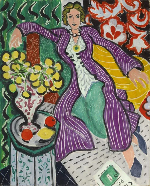 Henri Matisse - Woman in a Purple Coat - Reprodukcije slikarjev, ročno naslikane stenske slike, olje na platnu, oljne slike, umetniške slike, moderne slike za na steno, ambientalne slike, abstraktne slike, dekorativne slike